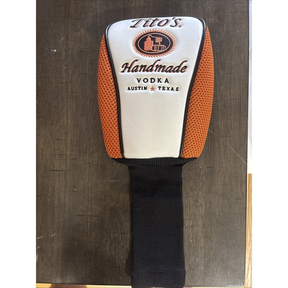 TITOS Handmade Vodka Golf Driver Headcover Orange White Black Sock Cover Promo